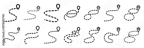 Outline icon set of  holiday travel route , Holi day vector icons.