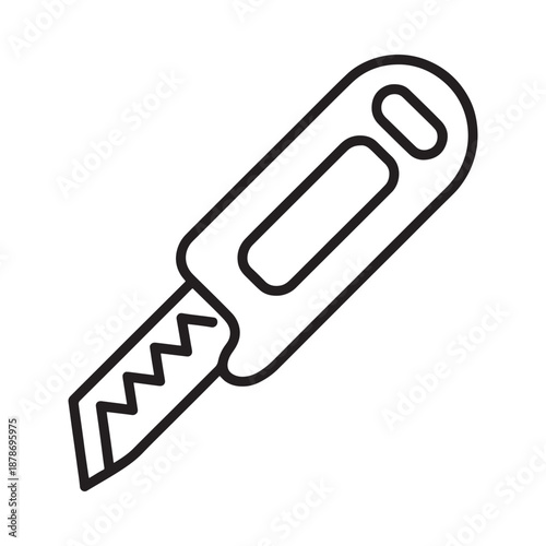 Simple black and white outline of a pocket knife with a saw blade