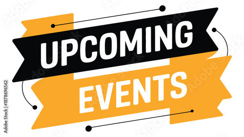upcoming events announcement illustration with ribbon banners for marketing promotion business communication and event scheduling
