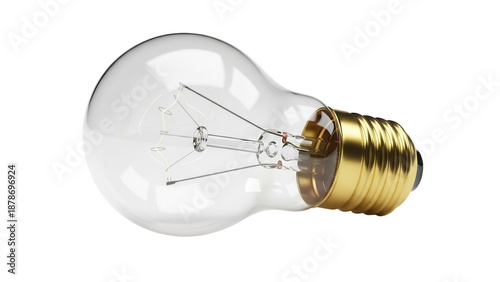 Classic incandescent light bulb PNG isolated on transparent background, vintage style electric lamp for retro design and energy concepts