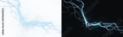 Foto Dynamic blue lightning strikes with incredible energy against a dark and transparent background