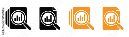 Business data analysis icons for finance and statistics. Data Analysis Outline Icon Vector Illustration.