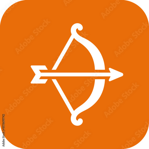 White Bow and Arrow Icon on Orange Square Background