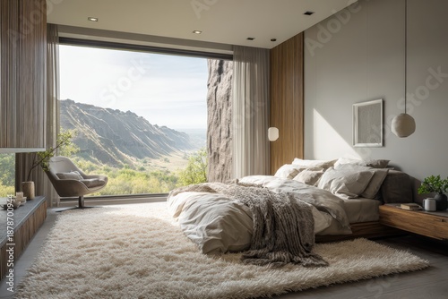 Modern Bedroom with Mountain View
