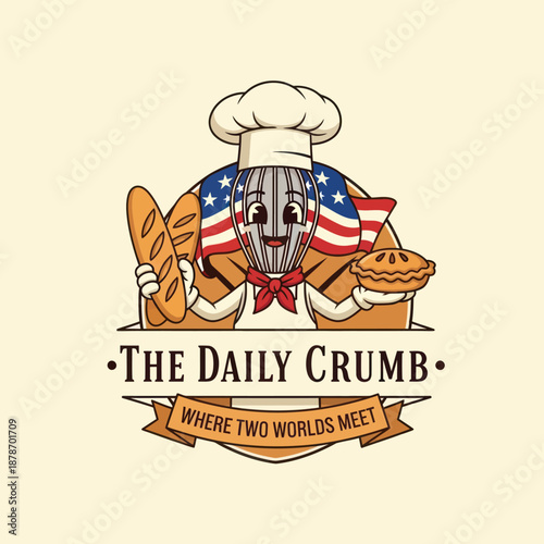 Cartoon Baker with American Flag Apron.