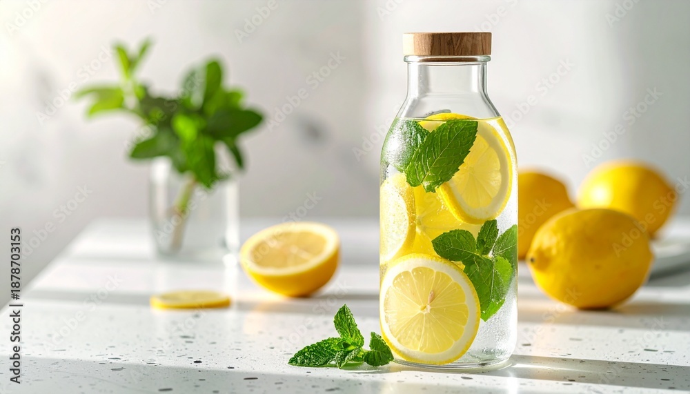 Fototapeta premium lemonade with lime and mint