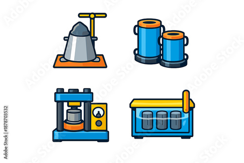 Industrial machinery icons set