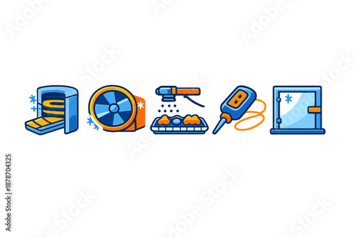 Set of Icons Representing Food Preparation Equipment