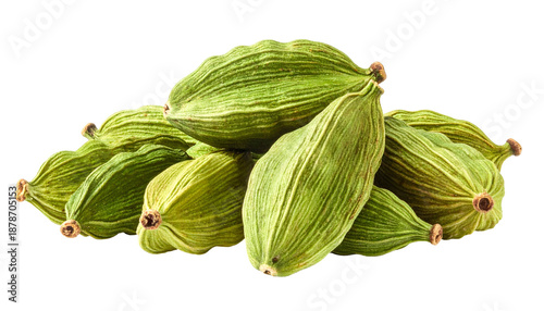 Wallpaper Mural Close-up of several green, textured pods, with their distinct ribbed exteriors and small, dark stems. They are arranged on a black background Torontodigital.ca
