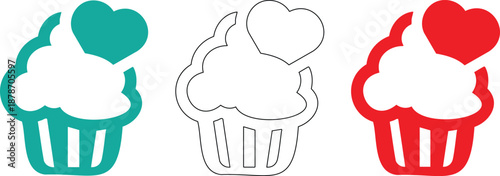 Colorful Cupcake Designs with Heart Toppers for Celebrations