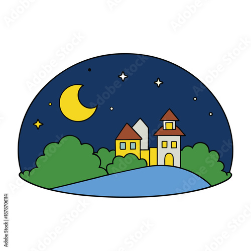 A romantic night glows as the silver moon drifts above shimmering stars, bathing the sky in soft light, whispers of love, quiet dreams, and endless wonder.
