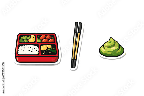 Bento Box with Chopsticks and Wasabi
