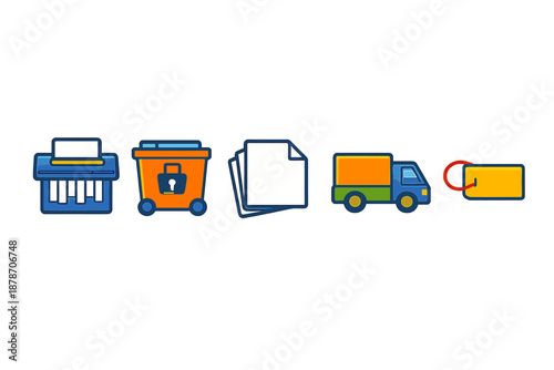 Business document disposal and delivery icons