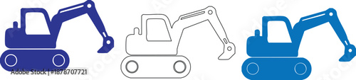 Three Excavators in Different Styles and Colors
