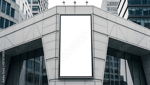 Blank Vertical Billboard Mockup on Modern Urban Building Facade