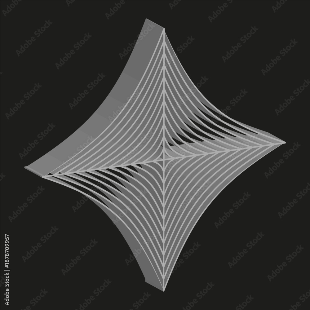 Fototapeta premium Shining star icon. Dimensional Vector shape. Linear point symbol. Professional dark black background surface