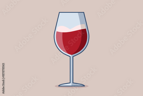 A simple vector illustration of a glass of red wine on a light background, showcasing a classic beverage.