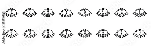 valentines day romantic wedding bells line art icon set. Simple outline collection for valentines day.