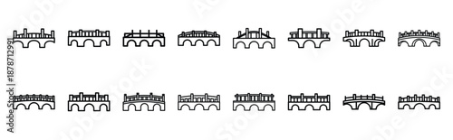 valentines day love romantic bridge line art icon set. Simple outline collection for valentines day.