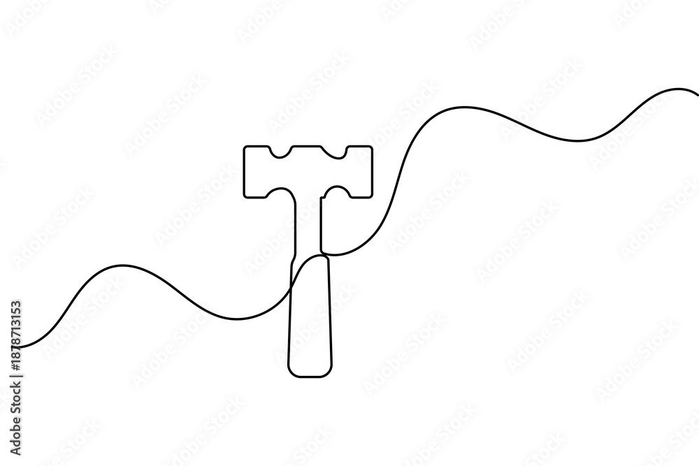 Obraz premium Hammer icon continuous one line drawing minimalist style isolated outline vector illustration
