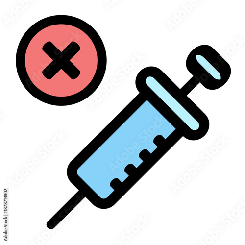 Rejected Vaccine Syringe Icon - Anti-Vax or Failed Treatment