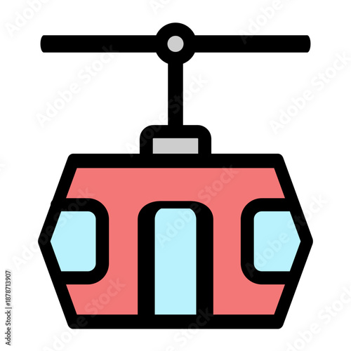Cable Car Gondola Icon - Flat Design Illustration for Travel UI