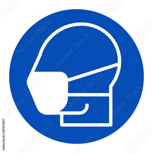 Face mask icon, Medical protective mask must be worn in this area, Please wear face mask sign