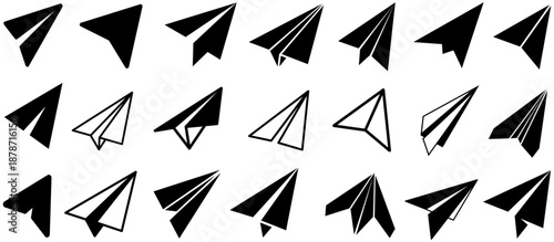set collections paper plane silhouette icon. paper airplane symbol design vector illustration