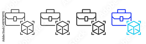 Business Model icon set collection creative outline style for product lifecycle management with multiple thickness variations suitable for digital branding and UI design