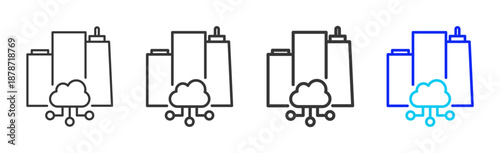 Cloud Network icon set collection creative outline style for product lifecycle management with multiple thickness variations suitable for digital branding and UI design