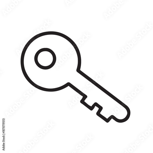 Minimalist outline key icon a simple vector symbol for security access and digital solutions