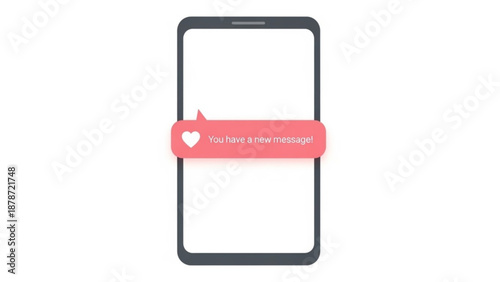 Smartphone with notification alerting about a new message for Valentine's Day  