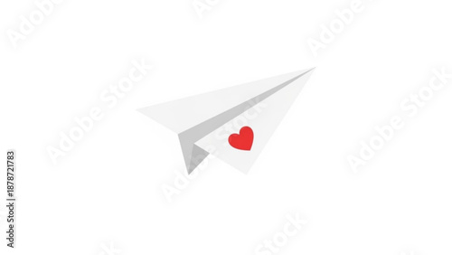 Paper airplane with heart symbolizing love for valentine's day  