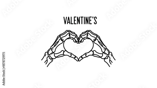 Hands forming heart shape in line art for valentine's day  