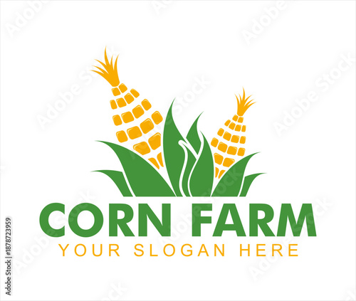 Corn logo label illustration vector design cartoon flat style agriculture logo