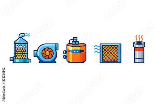 Set of HVAC equipment icons
