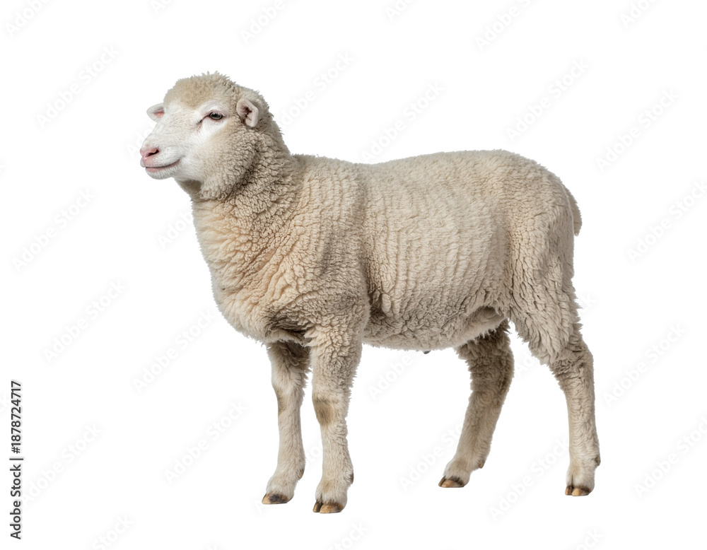 Fototapeta premium Sheep with thick woolly coat standing