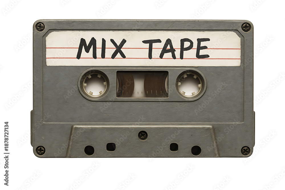 Obraz premium Vintage cassette tape mixtape audio isolated on transparent background