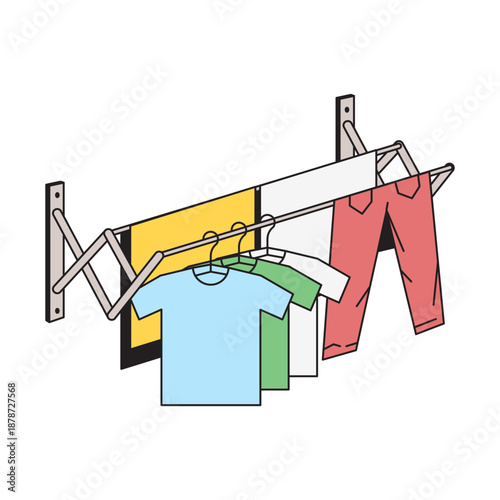 Wall mounted clothes drying rack illustration