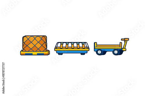 Airport baggage handling equipment icons