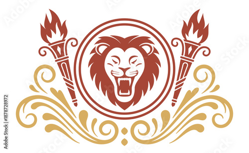 Vintage Circus Lion Emblem.