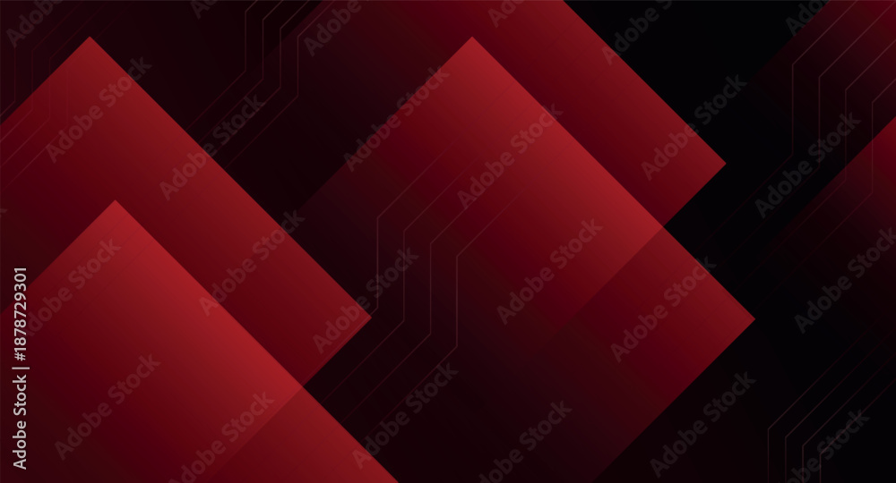 Obraz premium Dark red background with glowing abstract square design and futuristic horizontal line decoration. Modern future technology concept. Vector Illustration VOL. 2