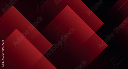 Dark red background with glowing abstract square design and futuristic horizontal line decoration. Modern future technology concept. Vector Illustration VOL. 2
