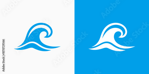 Wave vector logo design with modern, simple, clean and abstract style.