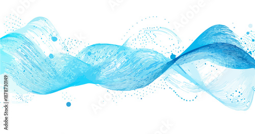 깨끗하고 시원한 물결이 투명하게 흐르는 추상적인 파란색 배경