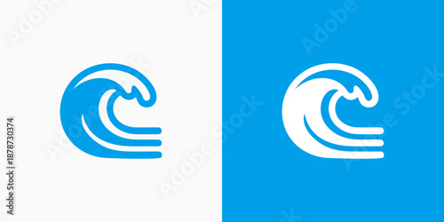 Wave vector logo design with modern, simple, clean and abstract style.