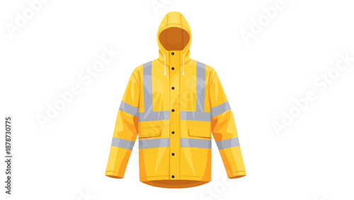 Bright yellow hooded jacket with reflective stripes