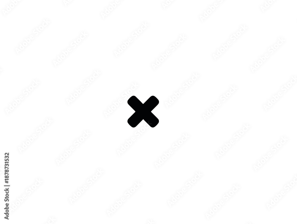 Fototapeta premium 단순한 검은색 X 모양의 기호가 흰색 배경에 투명하게 표시되어 있습니다.