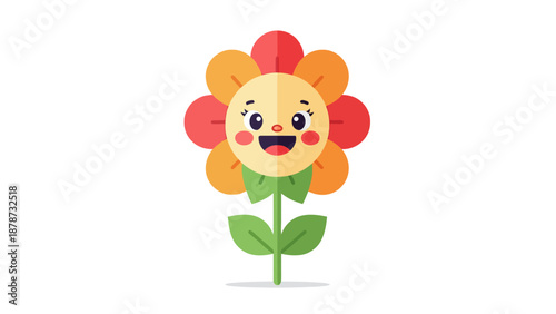 Cute cartoon flower with a smiling face