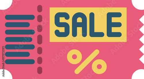 Bright Sale Discount Coupon with Percentage Icon Isolated on Transparent Background
